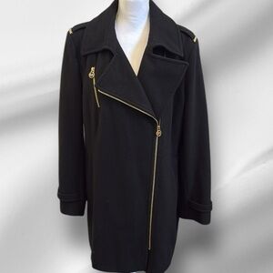 Michael Kors wool blend black zip coat